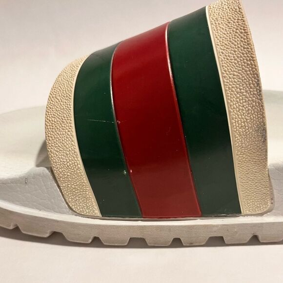 Gucci Sandals Pursuit Green Red Web Rubber Slides Made in Italy | - Picture 7 of 7
